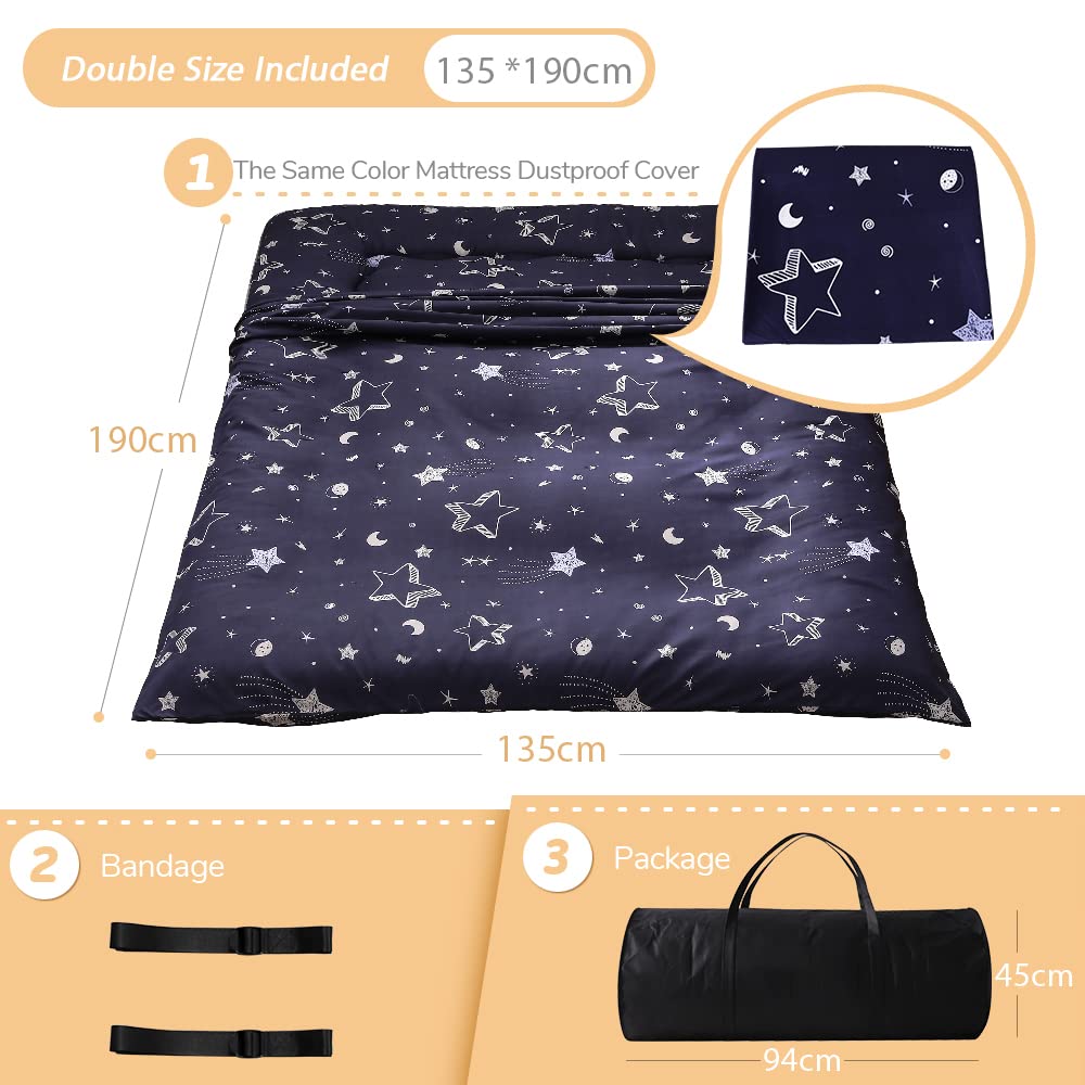 MAXYOYO Japanese Floor Mattress Futon Mattress, Thicken Tatami Mat Sleeping Pad Foldable Roll Up Mattress Dormitory Mattress Pad Floor Lounger Pillow