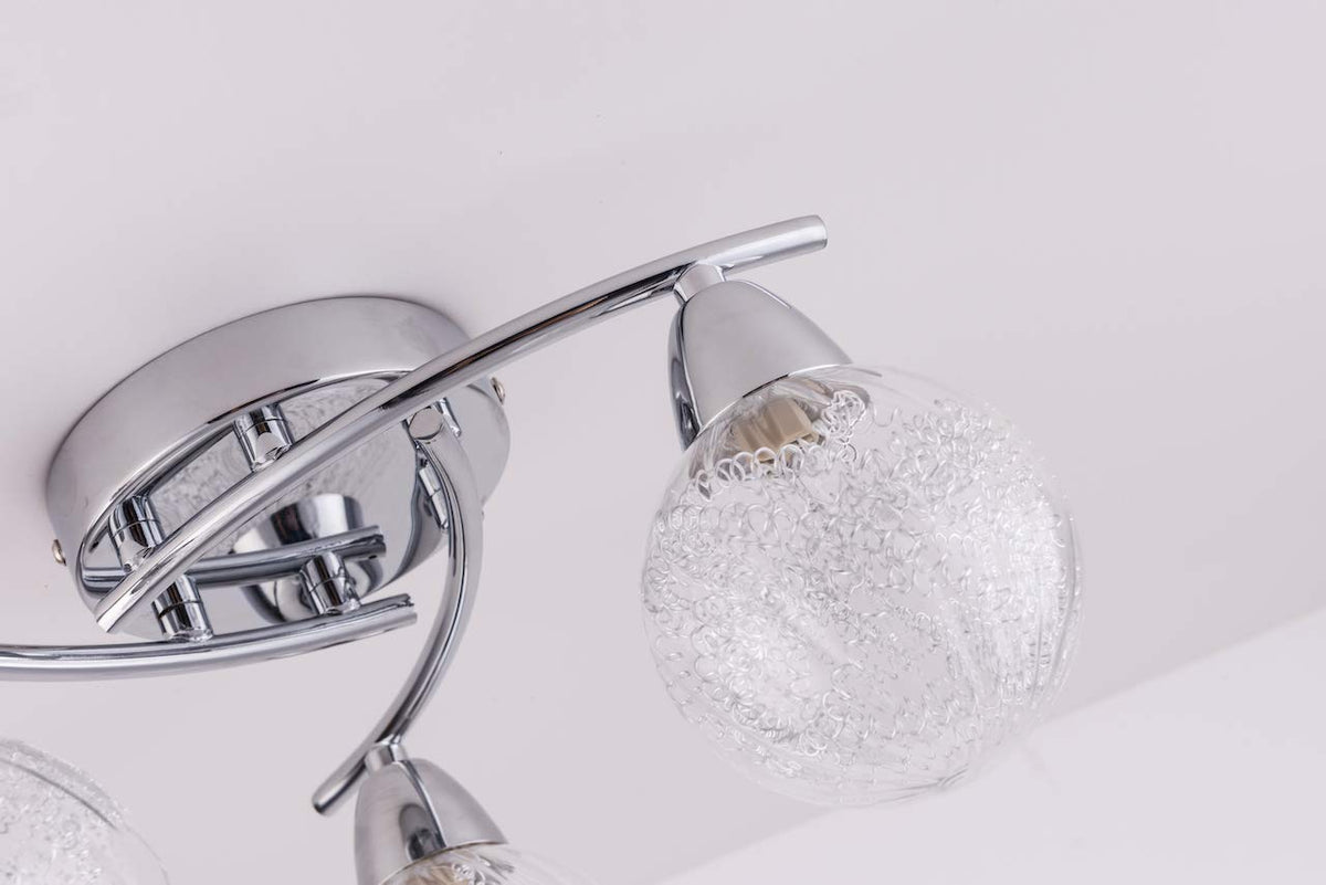 AUROLITE AL1031 BOLLA 3xG9 LED Semi Flush Ceiling Light, Polished Chrome Finish, 12W, Ideal for Living Room, Bedroom, Kitchen, and Hallway, Straight,