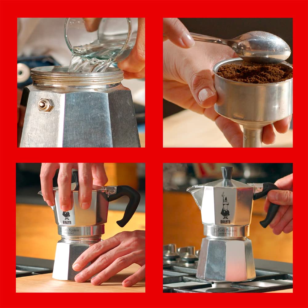 Bialetti Moka Express Caffettiera in Alluminio, 6 Cups, Acciaio Inossidabile, Argento,270 milliliters, Silver