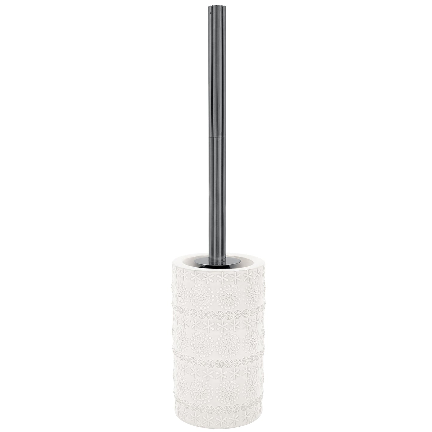 Spirella Relief brush toilet set made of porcelain white, Stainless steel plastic, 9x39cm