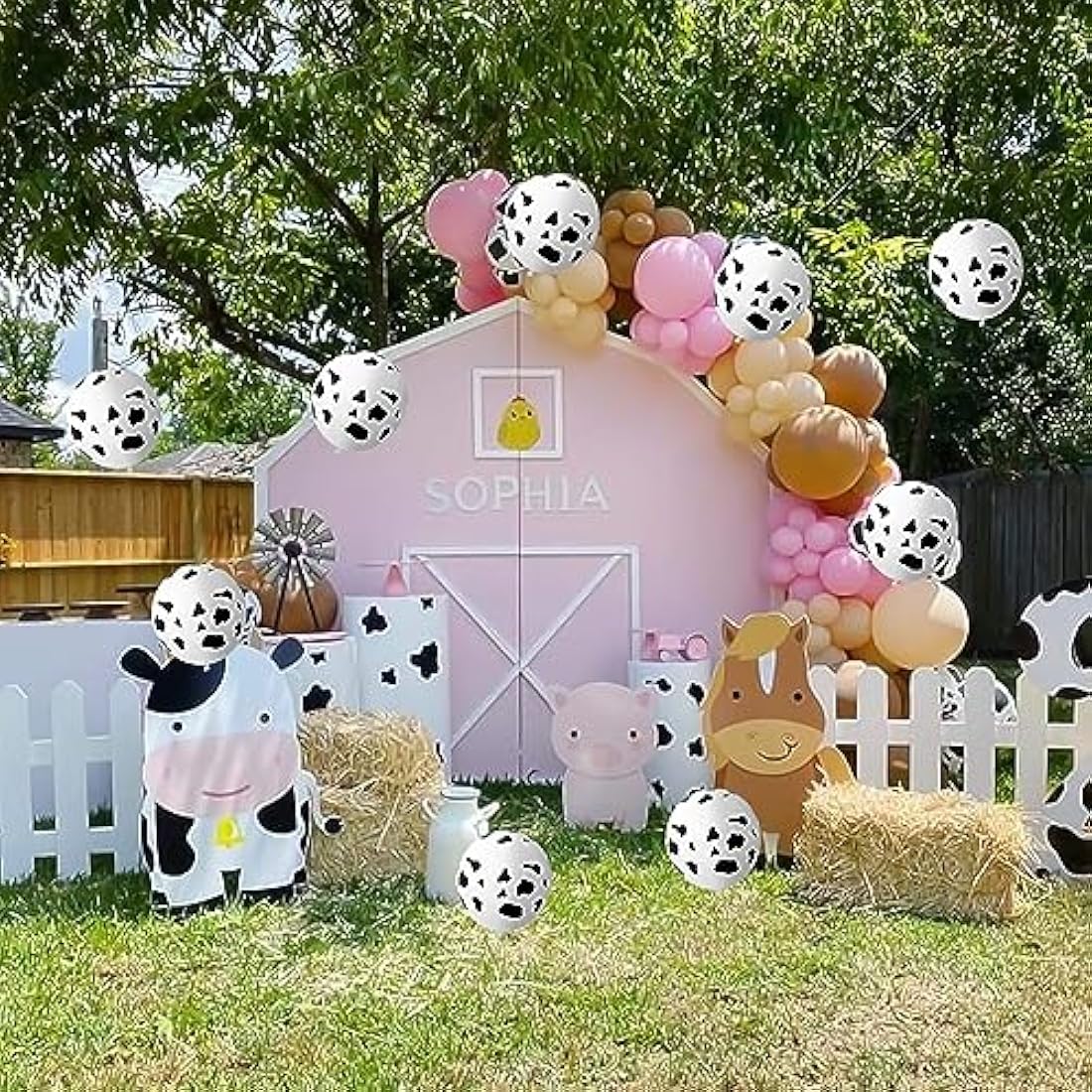 Isndare Cow Print Balloons, 30 Pieces Cute Cow Latex Balloons for , Black White Western Cowboy Cowgirl Balloons for Farm Theme First Rodeo Birthday Baby Shower decor Supplies