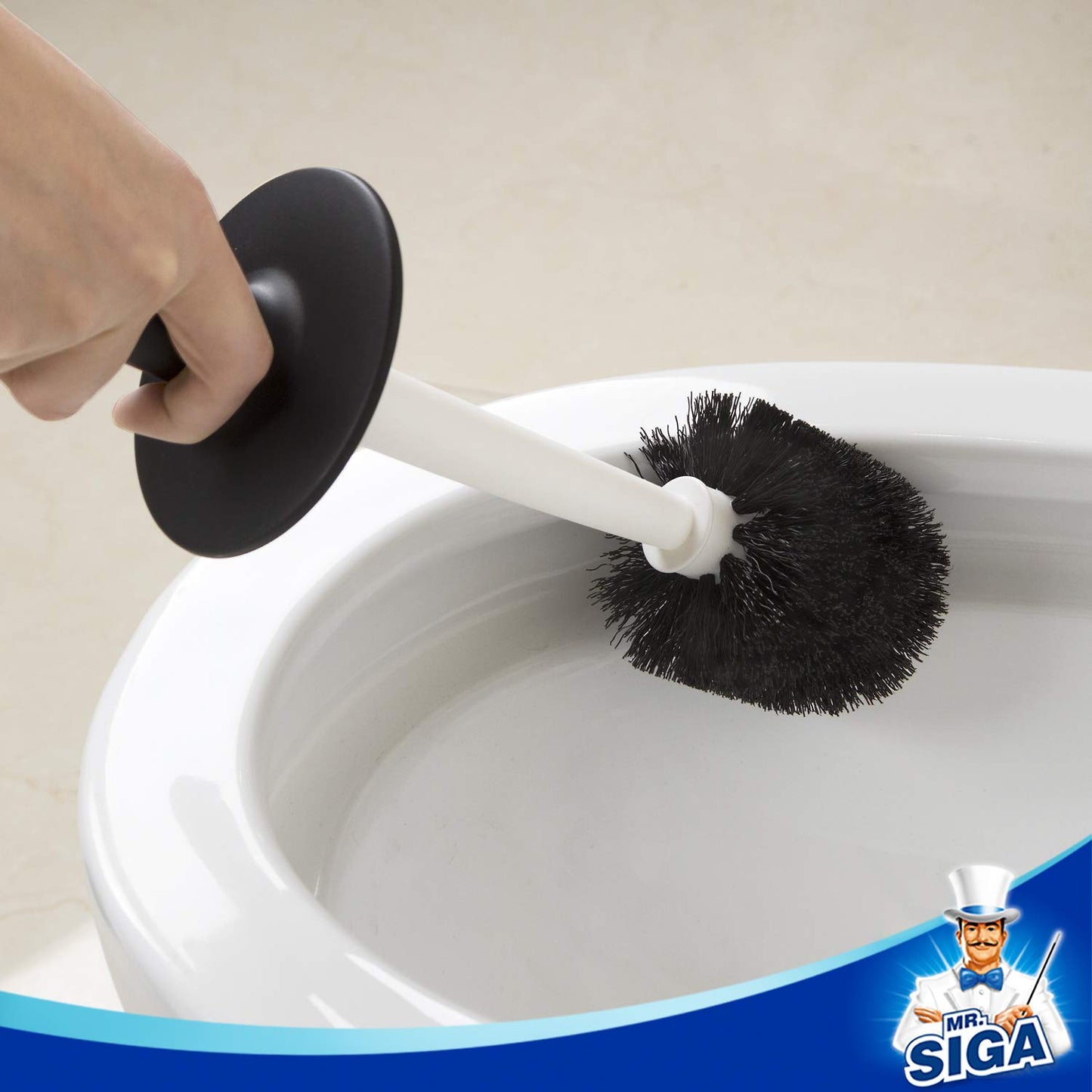 MR.SIGA Toilet Bowl Brush and Holder for Bathroom, Black, 1 Pack