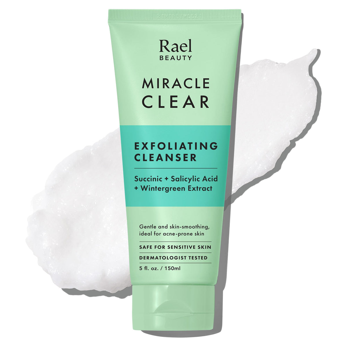 Rael Miracle Clear Facial Cleanser Makeup Remover, Face Wash for Women, Korean Skin Care Exfoliating Cleanser, 5.1 fl. oz