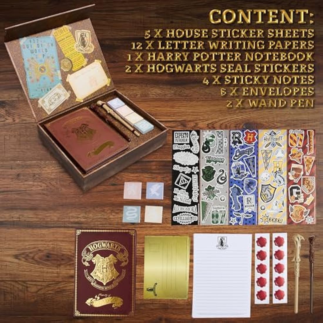 Harry Potter Gifts, Stationery Set with Notebook, Wand Pen, Letter Writing Set with Envelopes and Stickers