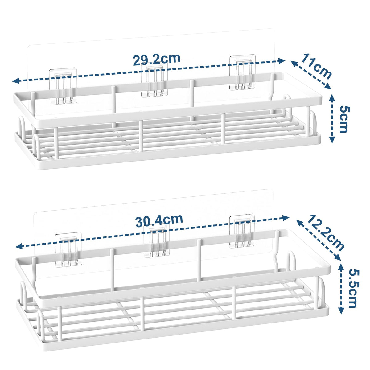 UUlioyer Shower Caddy, Shower Shelf No Drilling (White-2 Pack)