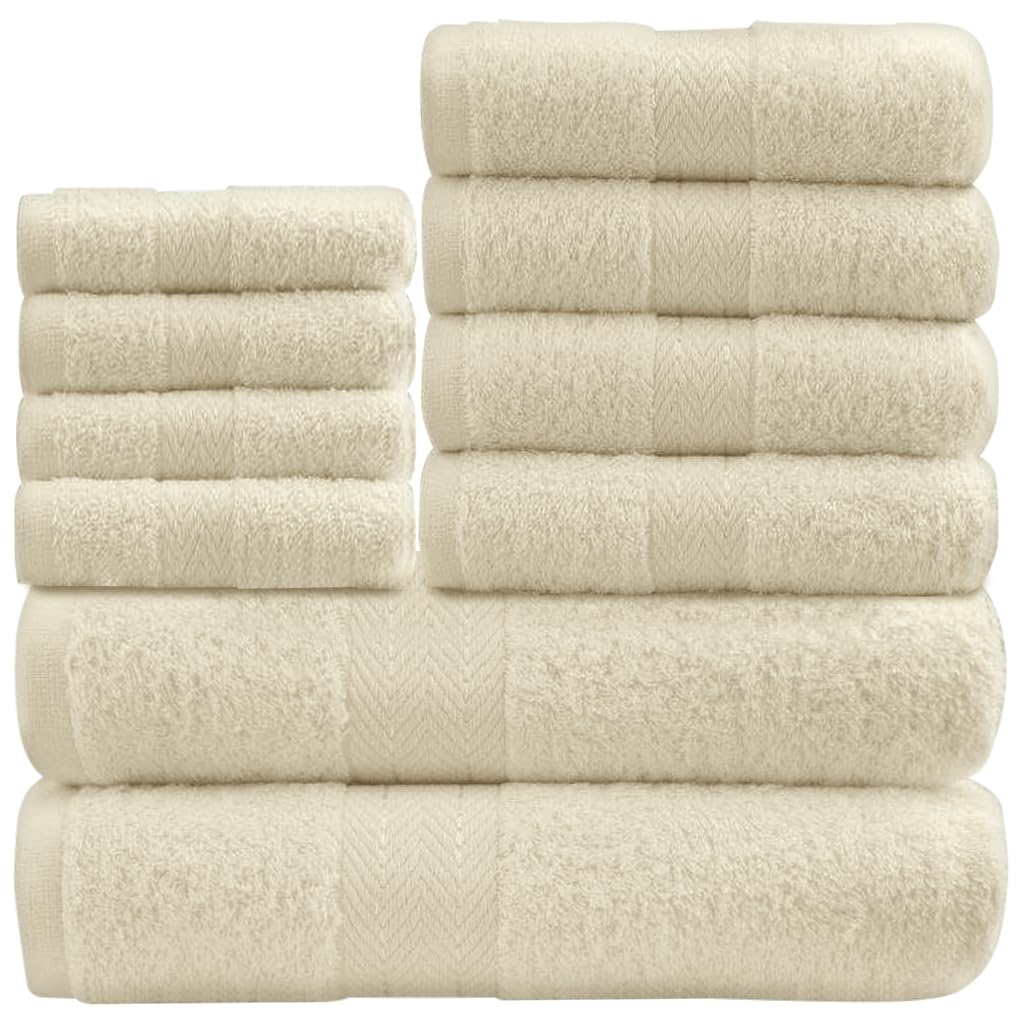 GC GAVENO CAVAILIA 10 Piece Towel Bale Set | Quick Drying Cotton Towel Highly Absorbent 450 GSM Cream Towels Set | Bathroom Towels Bale Set 4x Face 4x