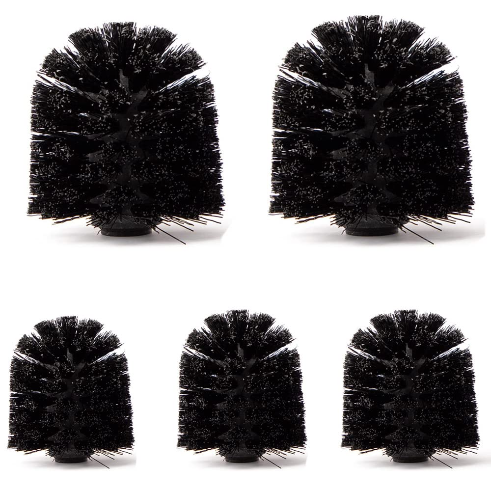 Voarge Toilet Replacement Brush Head Set of 5 Loose Toilet Brush Head Made of Plastic Diameter 8 cm Black