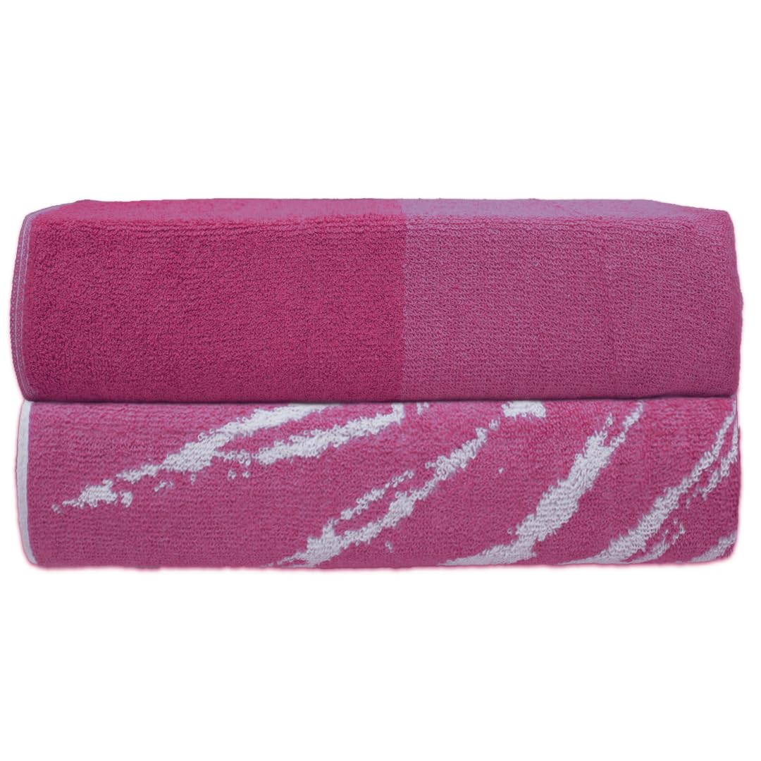 SweetNeedle Topical Palm Beach Towels for Adults Pack of 2 - Pink Paradise - 100% Cotton Terry Ringspun Hotel Pool Bath Towel, Quick Dry, Low Lint,