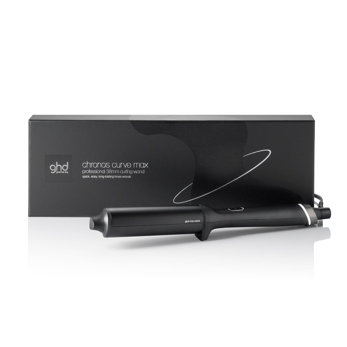 ghd Chronos Curve Max Wand 38mm Hair Curler in Black - for Loose Waves That Last All Day, Fast, Easy, Frizz-Free Curls, No Extreme Heat Damage - Ideal