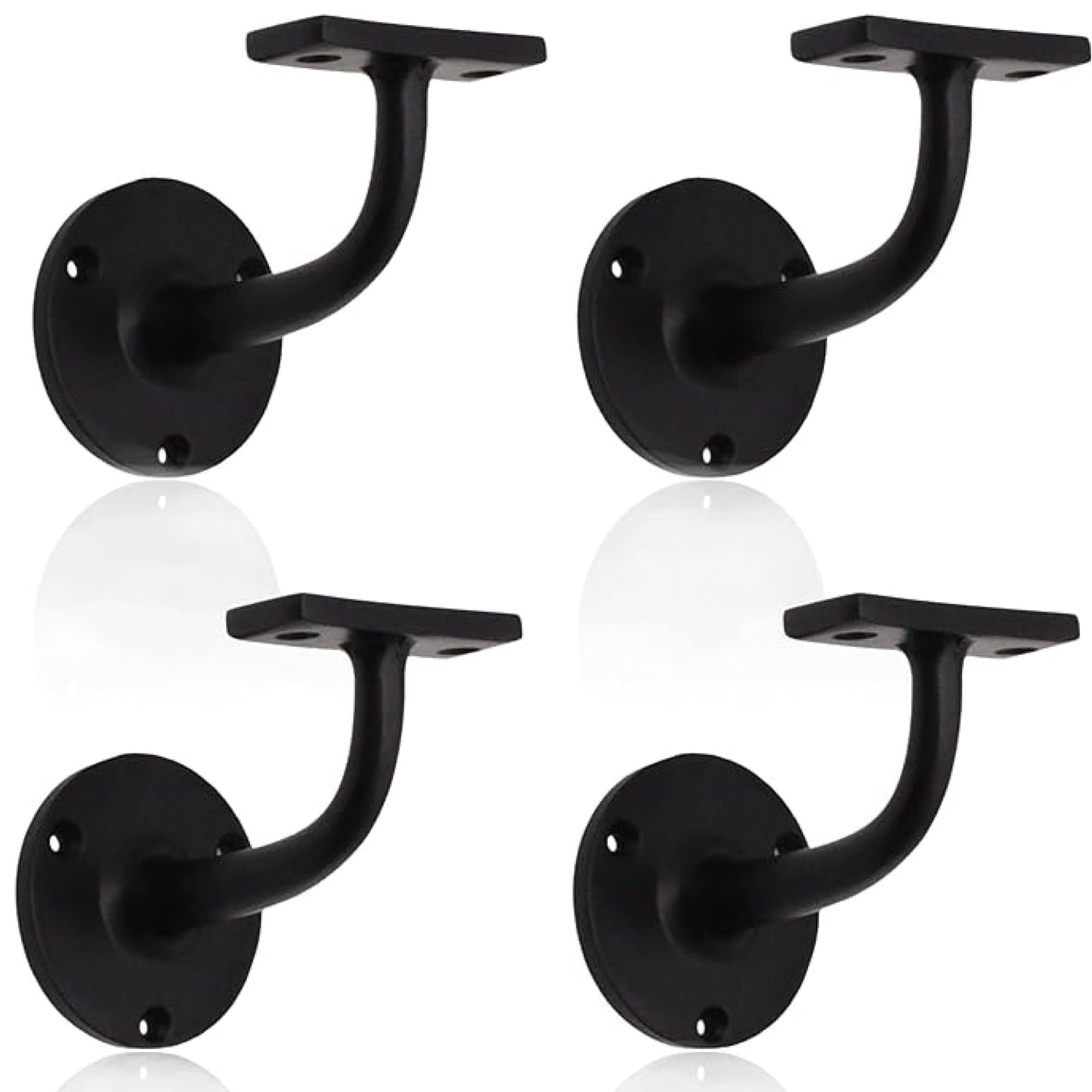 Matt Black Handrail Brackets for Stair Bannister Handrail Wood and Steel Handrail - Pack of 4