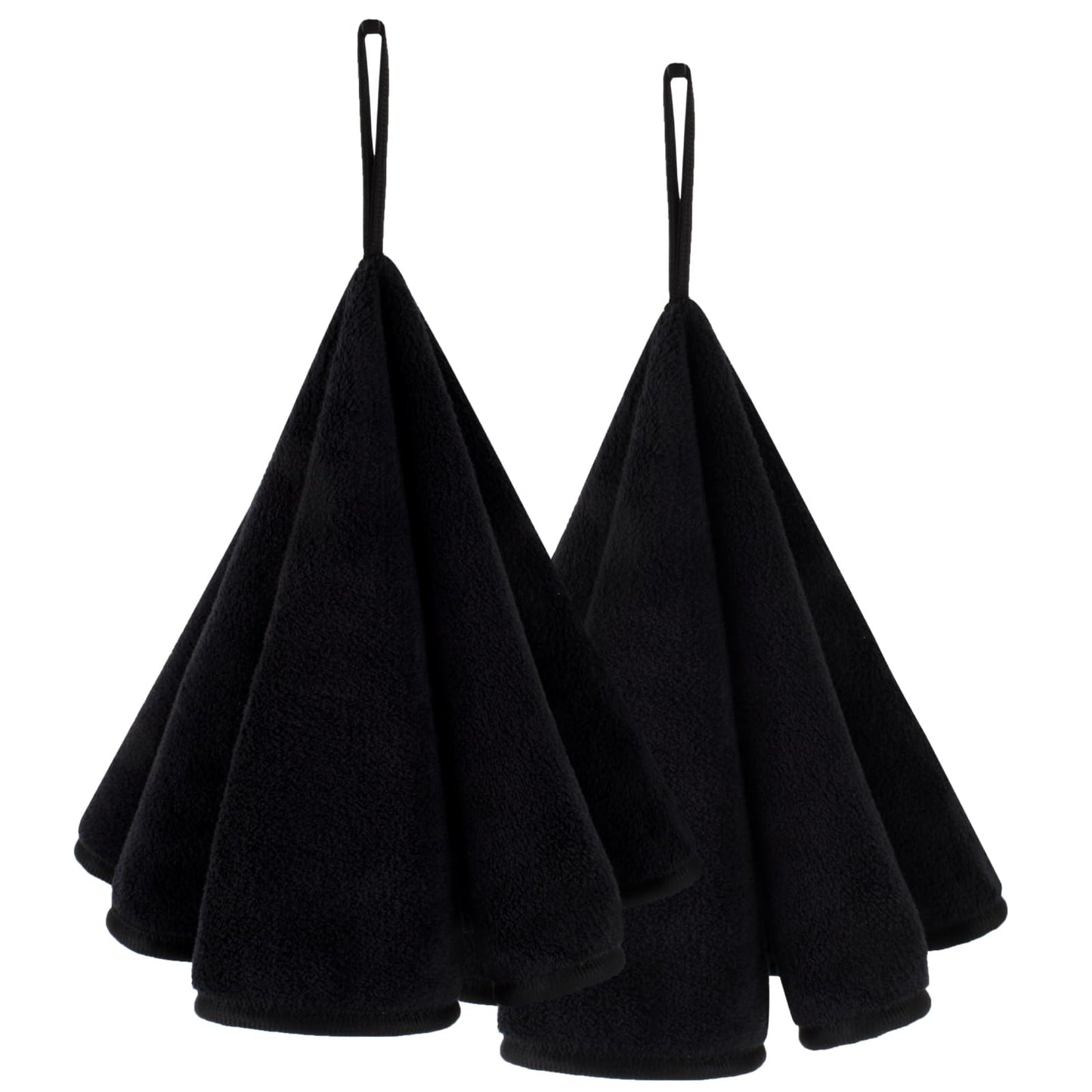 VIVOTE 2-Piece Hand Towels with Loops, Fast Drying Hand Towels for Bathroom, Soft & Super Absorbent, Round Microfibre Hand Towel with Lanyard Design