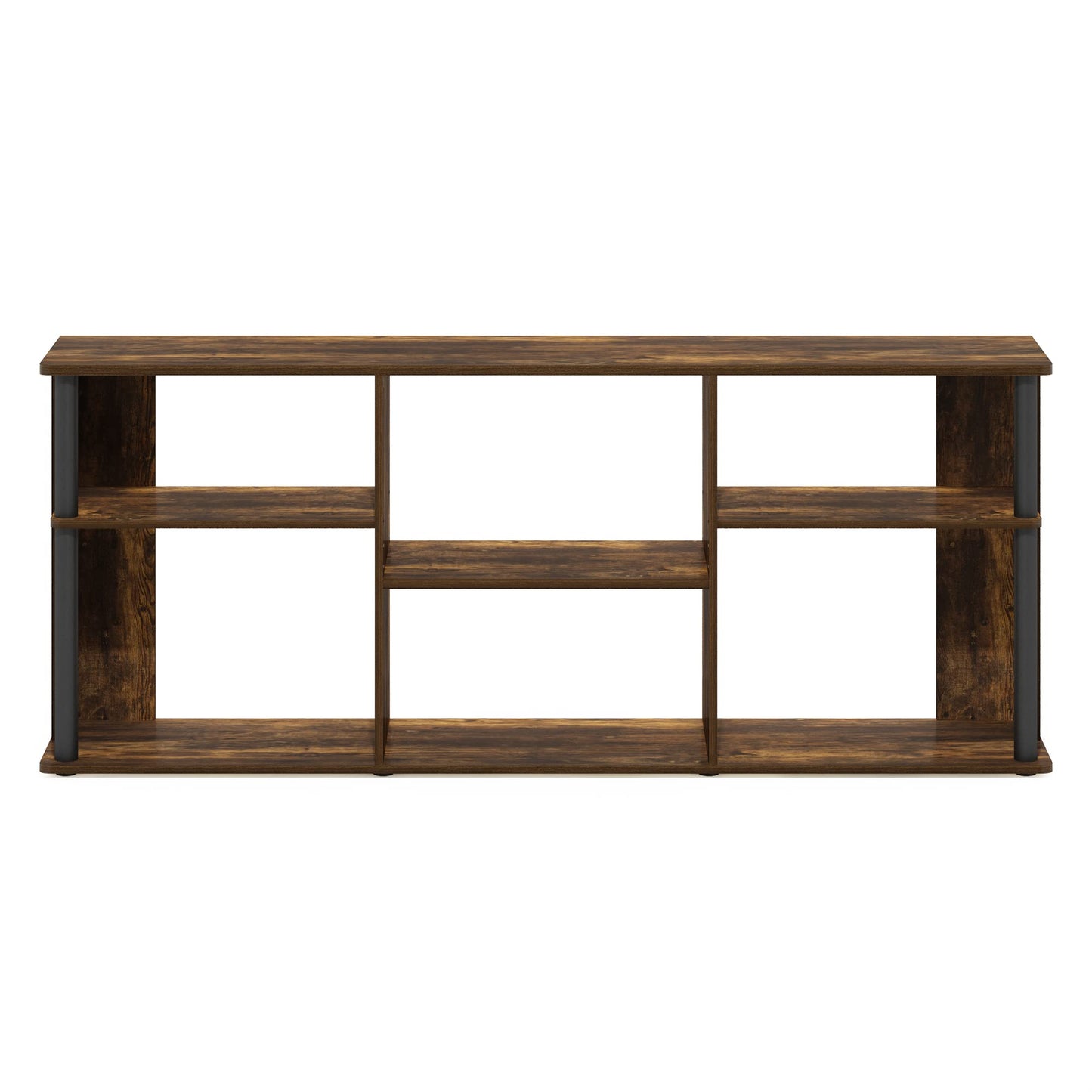 Furinno CLASSIC TV Stand, Entertainment Center, TV Console for TV up to 65 Inch with Plastic Poles, for Living Room, Bedroom, Amber Pine