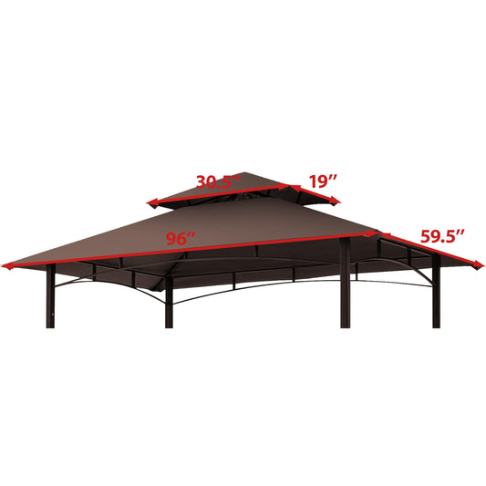 CoastShade 8 x 5 Grill BBQ Gazebo Double Tiered Replacement Canopy Roof Outdoor Barbecue Gazebo Tent Roof Top,Brown