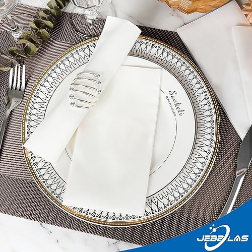 JEBBLAS Guest Towels Disposable Cloth Like Paper Christmas Paper Towles Hand Napkins Soft, Absorbent, Paper Hand Towels for Kitchen, Bathroom, Parties, Weddings, Dinners or Events (White, 200 Pack)