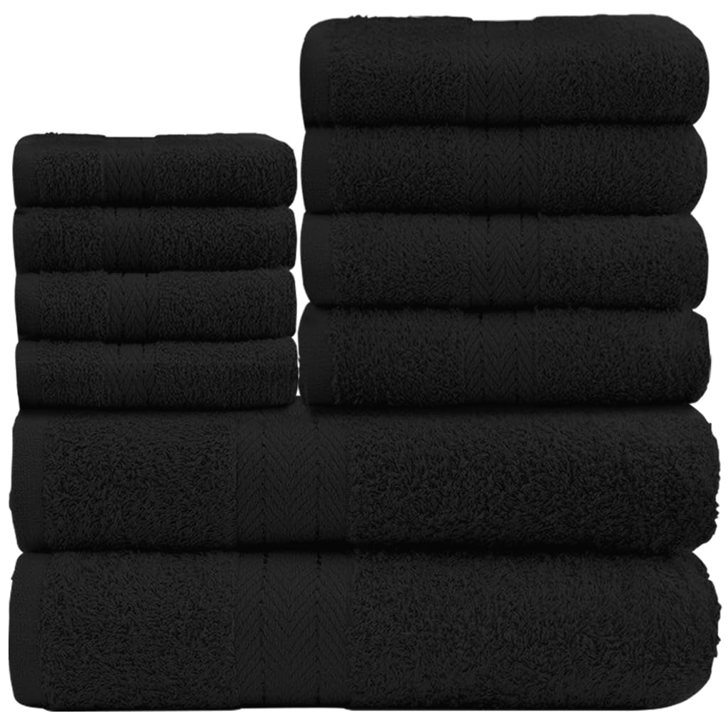 GC GAVENO CAVAILIA 10 Piece Towel Bale Set | Quick Drying Cotton Towel Highly Absorbent 450 GSM Black Towels Set | Bathroom Towels Bale Set 4x Face 4x