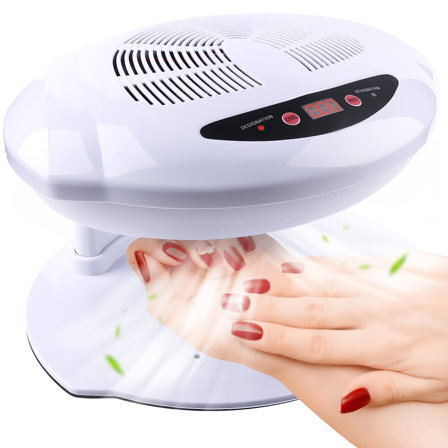 Kalolary Nail Lamp, 400W Air Nail Dryer Nail Fan Hair Dryer for Hands and Feet Nail Polish Automatic Sensor Warm Cool Breeze Use at Home and Salon