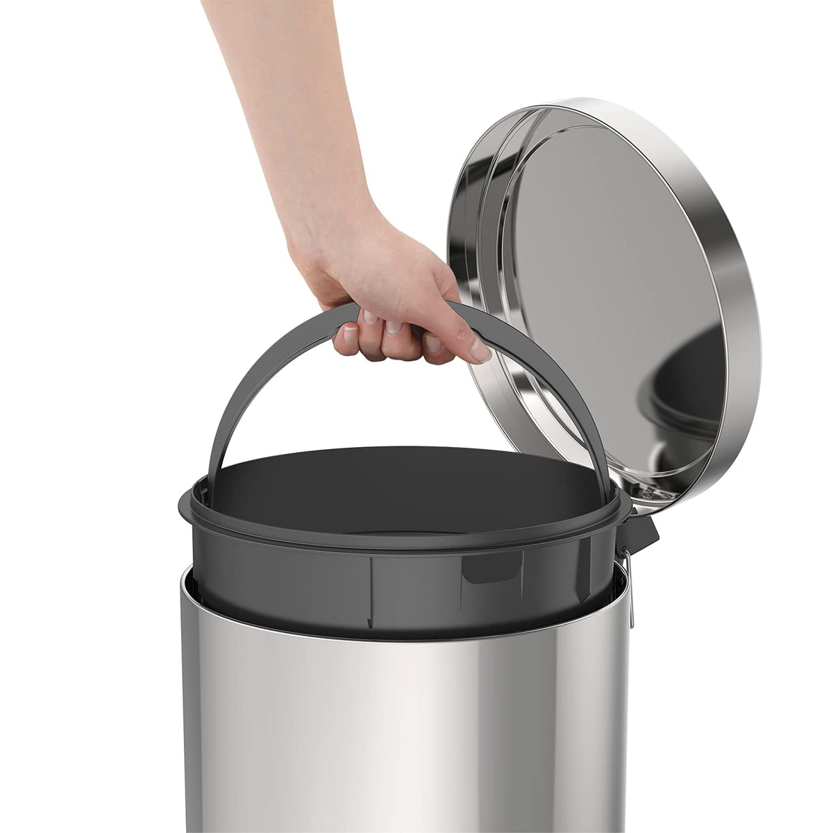 Tramontina 30 Litre Kitchen Indoor Outdoor Rubbish and Waste Bin with Pedal, Metal Stainless Steel, 29.5 cm Diameter x 65.5 cm Height, 94538130