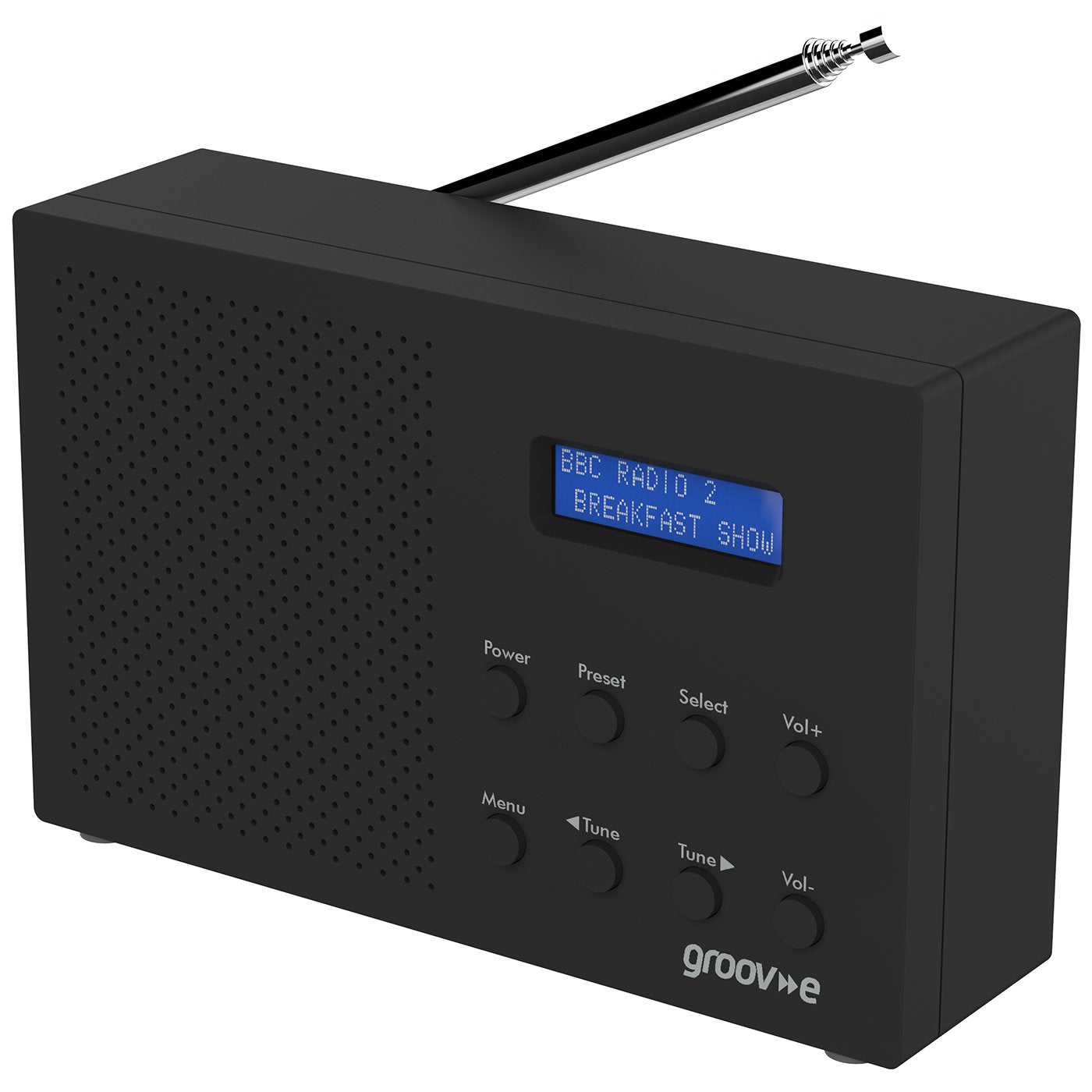 Groov-e Paris DAB & FM Digital Radio - Built-In Alarm Clock & Bluetooth Connectivity - LCD Display - Mains or Battery Operated - Portable Radio - 20