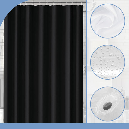COSORO PEVA Shower Curtain 180x180cm,Heavy Duty Plastic Black Weighted Shower Curtains Mould Proof Resistant Waterproof Bath Curtains with 3 Magnet