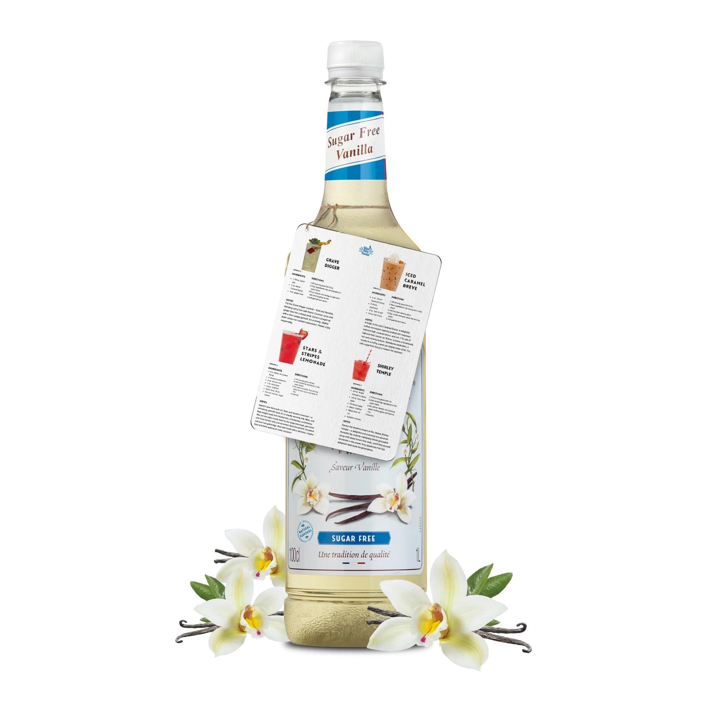 Blue Nile Recipe Card + Sugar-Free Vanilla Syrup for Coffee, Iced Lattes, Tea, Cocktails & Desserts | 1L Bottle | Keto, Low Carb, Zero Sugar, Classic