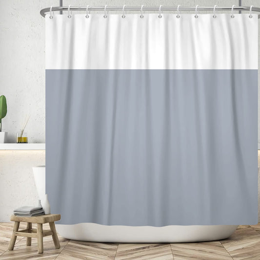 SDOTPMT 41x63inch Grey White Bicolor Shower Curtain Classic Traditional Bath Curtain Minimalist Theme Bathtub Curtain for Bathroom Decor Fabric