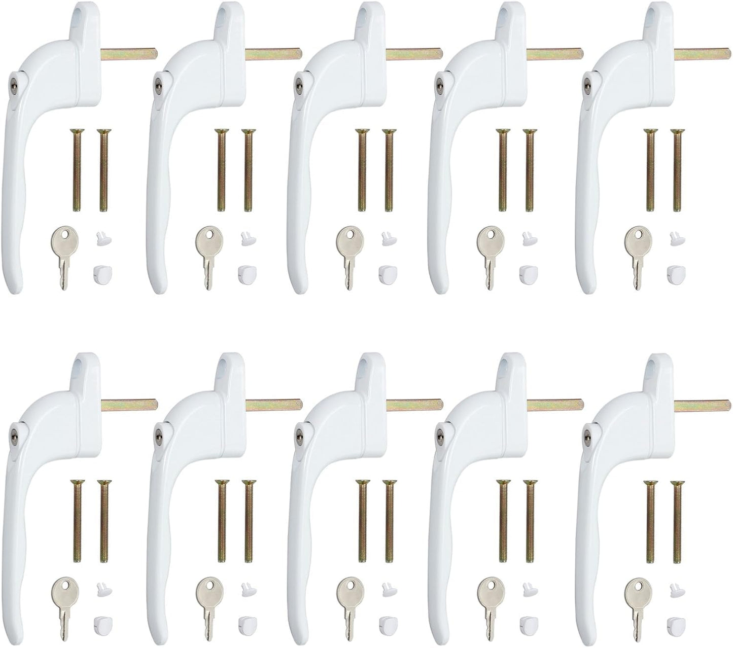 Neoteck 10 Pcs UPVC Window Handle, Double Glazing Universal Espag, White, 43mm