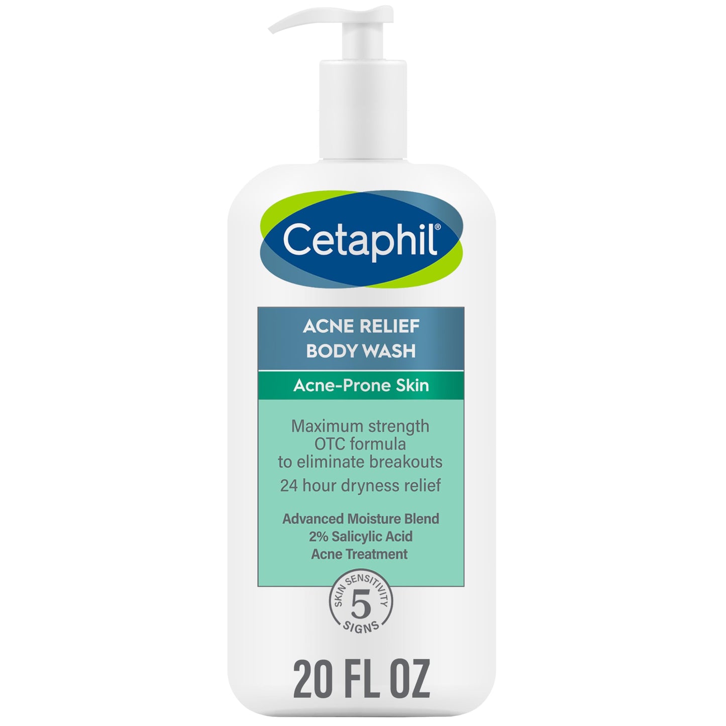 Cetaphil Body Wash, Acne Relief Body Wash with 2% Salicylic Acid to Eliminate Breakouts, Gently Exfoliates and Provides 24H Dryness Relief, 20 oz