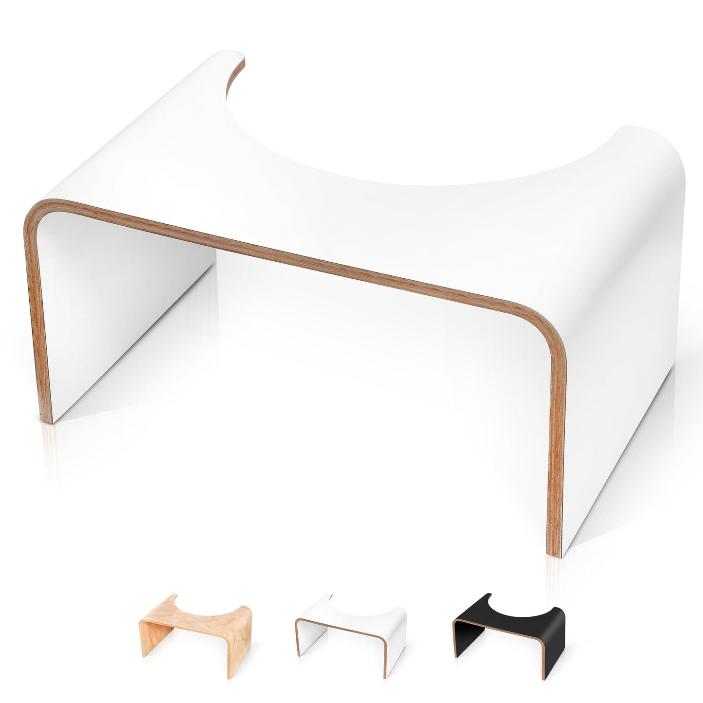 Well Care Wooden Toilet Stool for adults White - Bathroom Foot Step for Squatting - Stoolie for Squat posture to relieve Constipation - Made in France