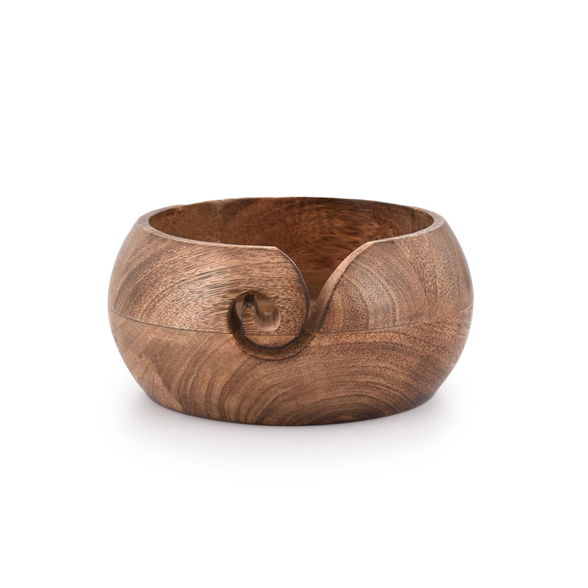 Indus Lifespace Wooden Yarn Bowl Hand Made by Indian Artisans with Premium Mango Wood for Knitting and Crochet 15.24cm x 15.24cm x 7.62cm