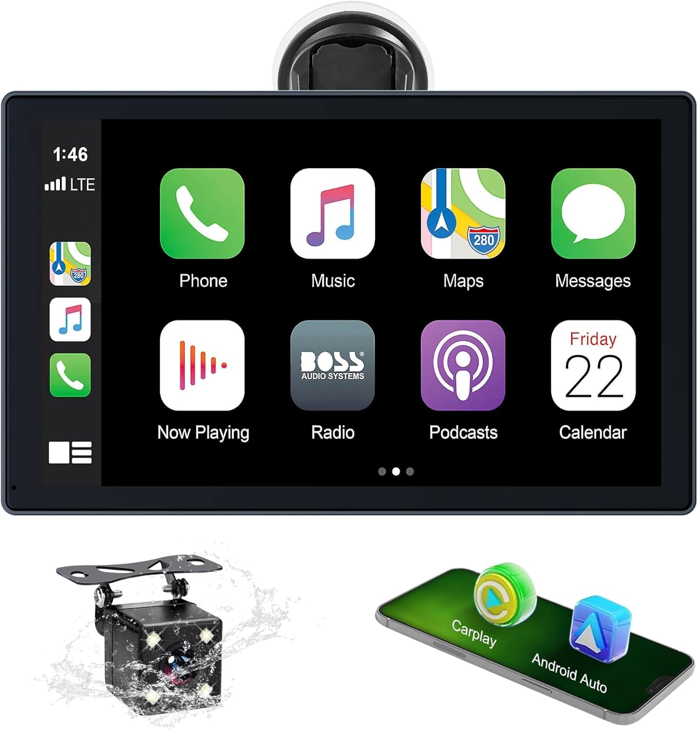 Car Stereo,9 Inch CarPlay Screen for Apple Car play & Android Auto,Portable Car Player Wireless Car Play Screen with Voice Control, Suitable for Most