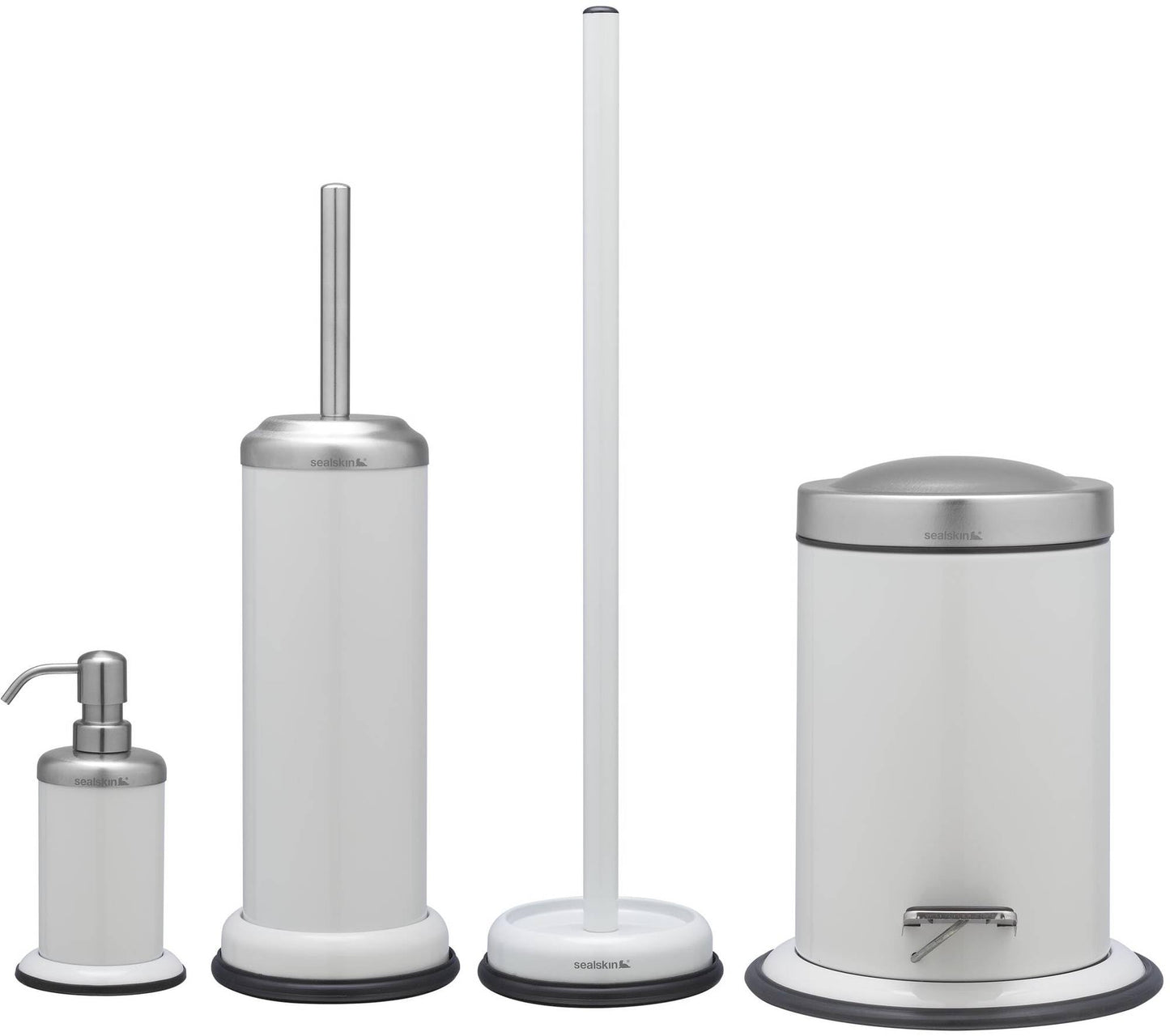 Sealskin Acero Pedal Bin, Stainless Steel, White, 22.4 x 23 x 28.5 cm