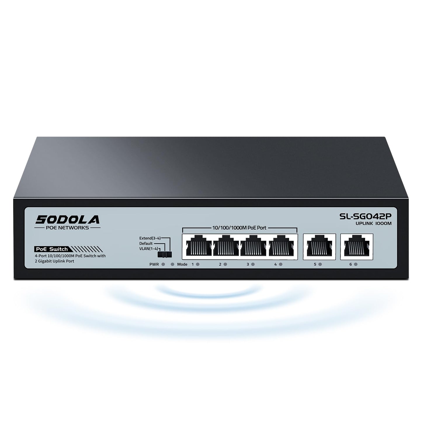 Sodola 6 Port Gigabit PoE Switch with 4 Port PoE+, 802.3af/at 65W Total Budget, 250m Long Range Ethernet Splitter, Fanless, Metal Case, Plug & Play,