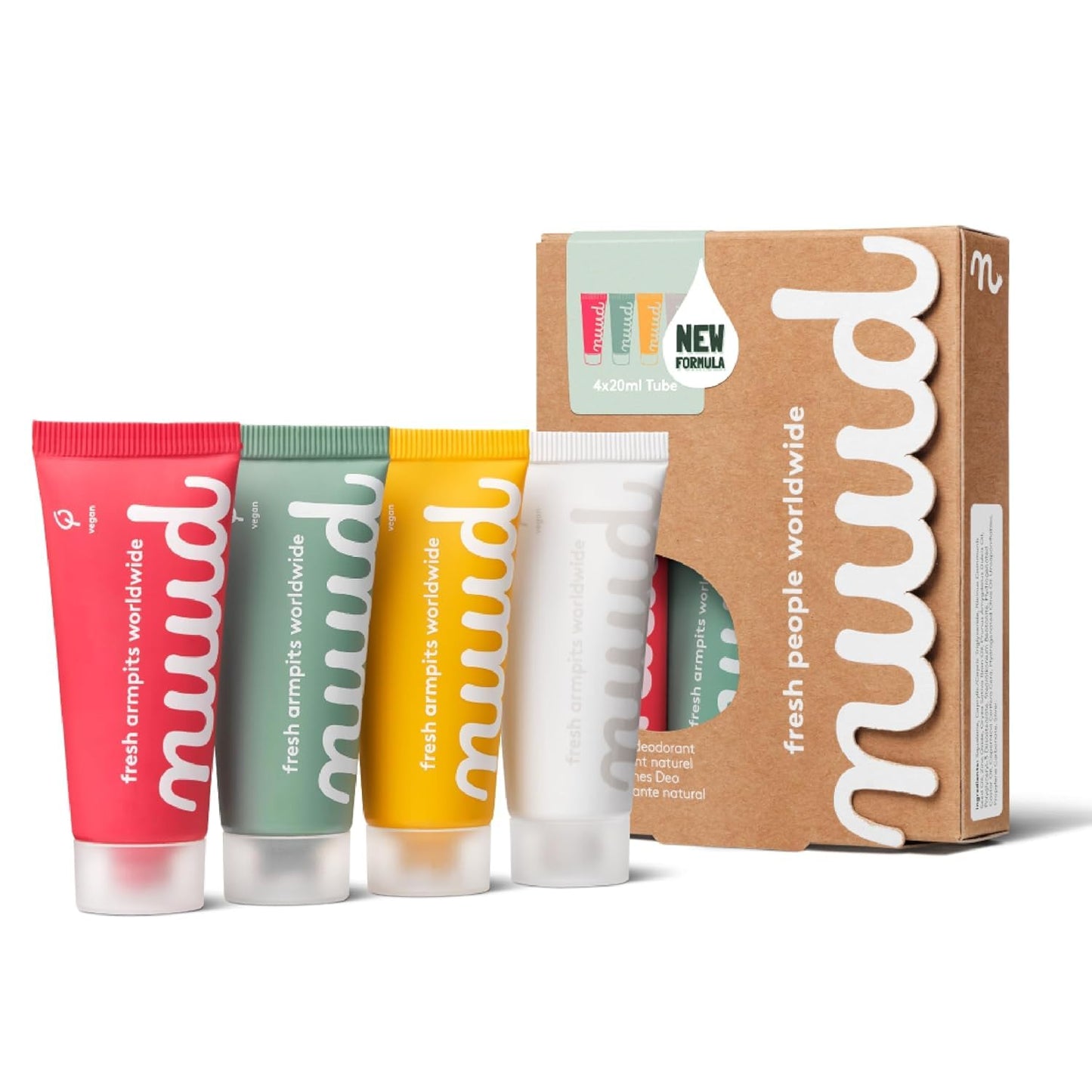 nuud Family Pack | new cream | 4 x 20ml | value deal | natural, vegan cream deodorant, effective for 3 days, no perfume, no aluminium, for women &