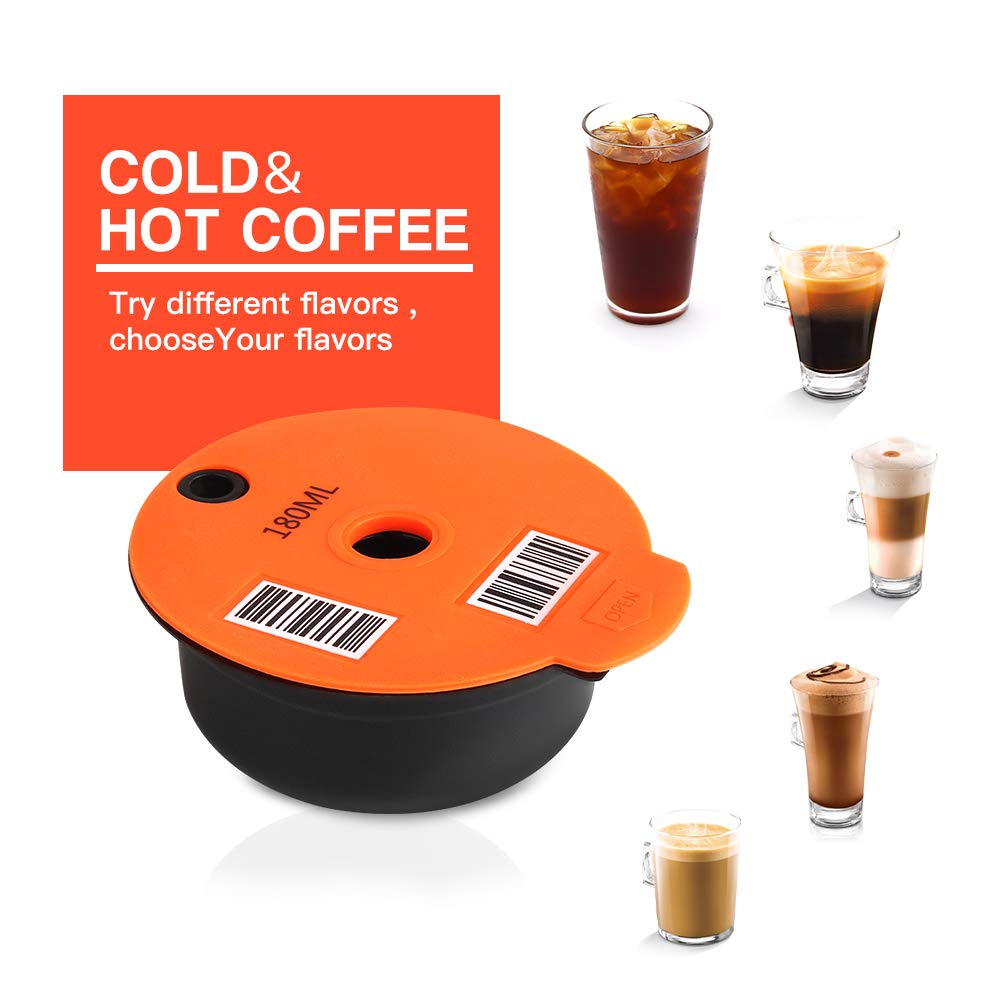 i Cafilas Refillable Coffee Capsules, Stainless Steel Coffee Pods Compatible with Tassimo Machines (180ML-Big)