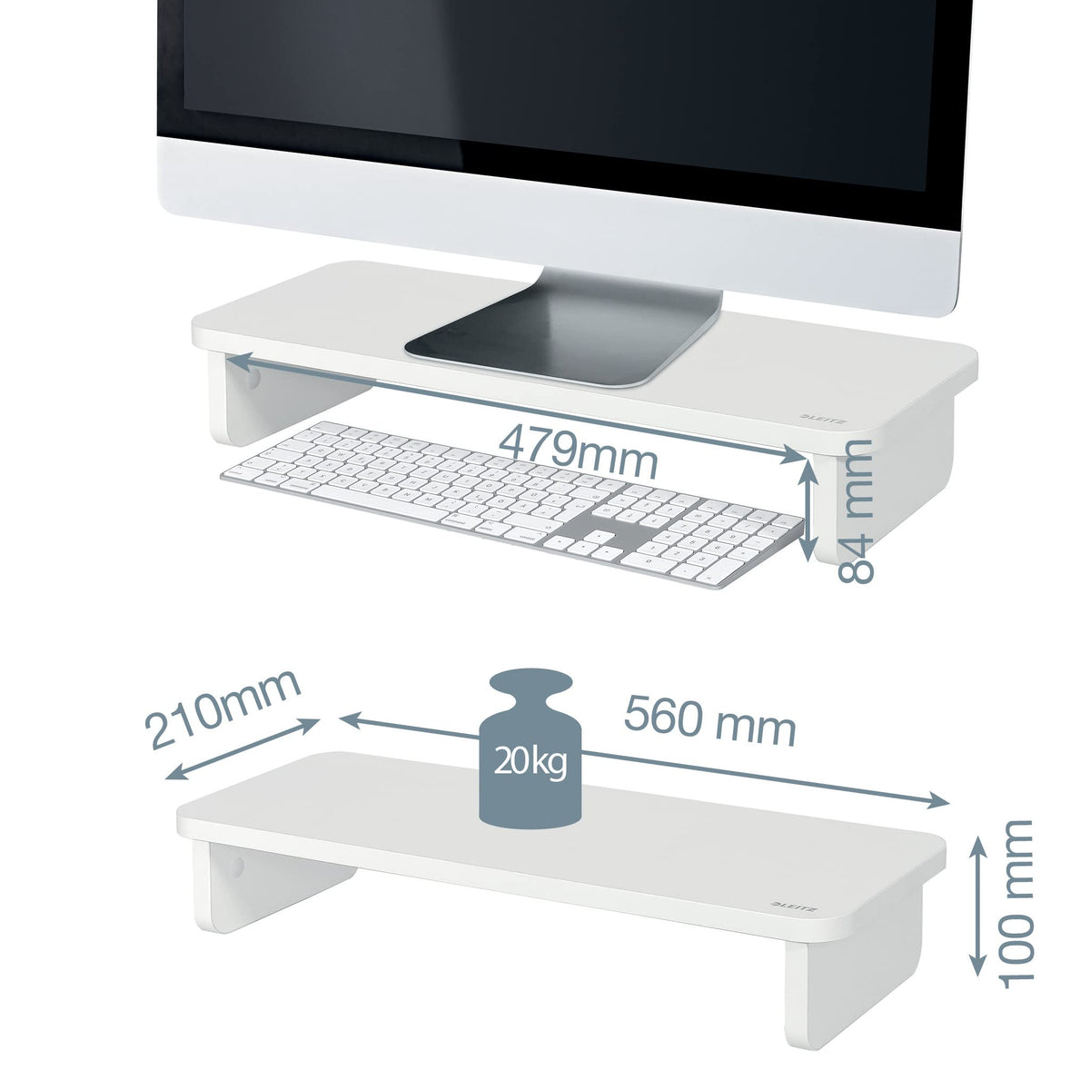 Leitz Monitor Stand Suitable For Desktop & Laptop, Ergonomically Designed Tabletop Riser, 24 Inch Monitor Screens Up To 20kg