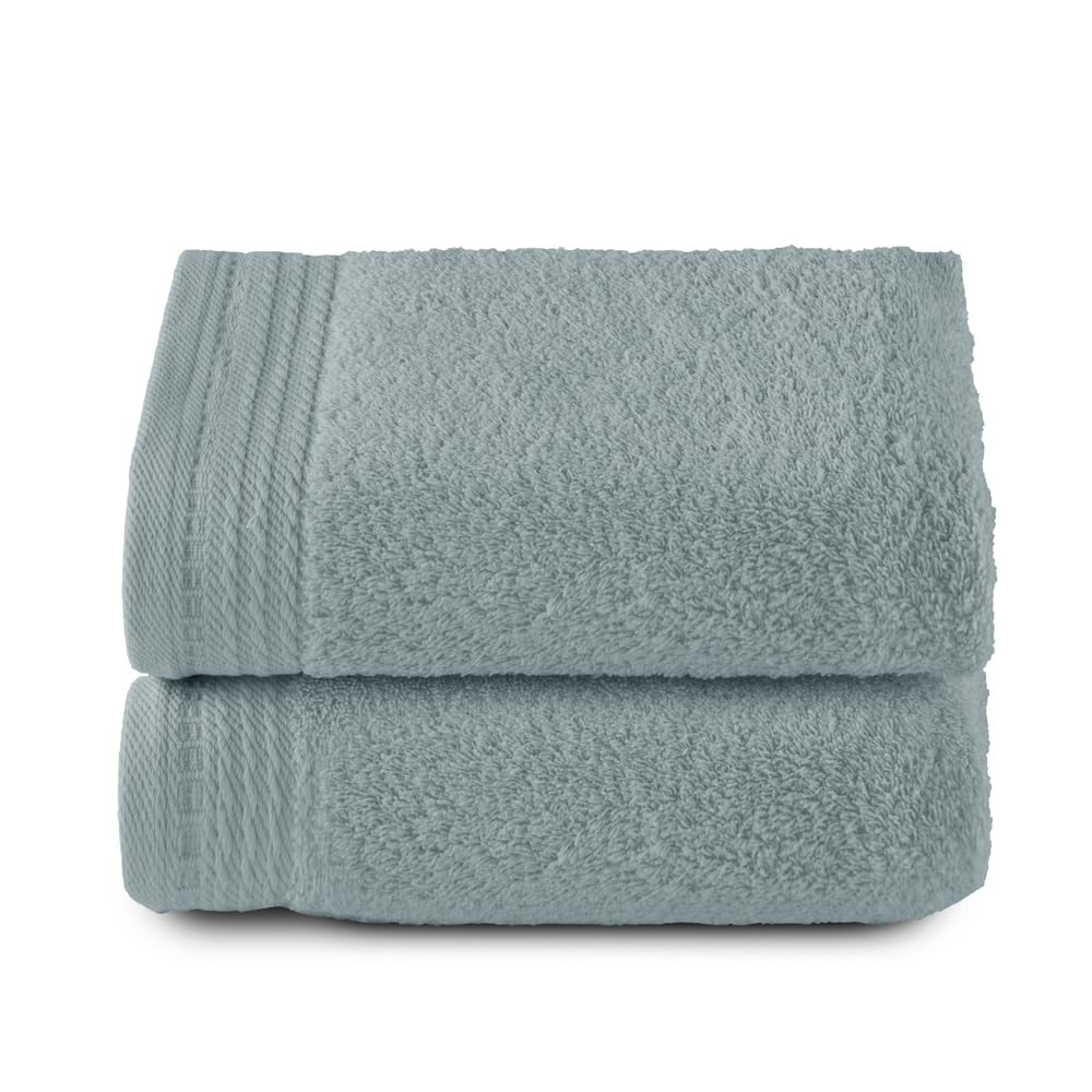 RIZO Top Towel - Set of 2 Hand Towels - Bath Towels - 100% Combed Cotton - 600 g/m2 - Measure 100 x 50 cm - Aqua Green