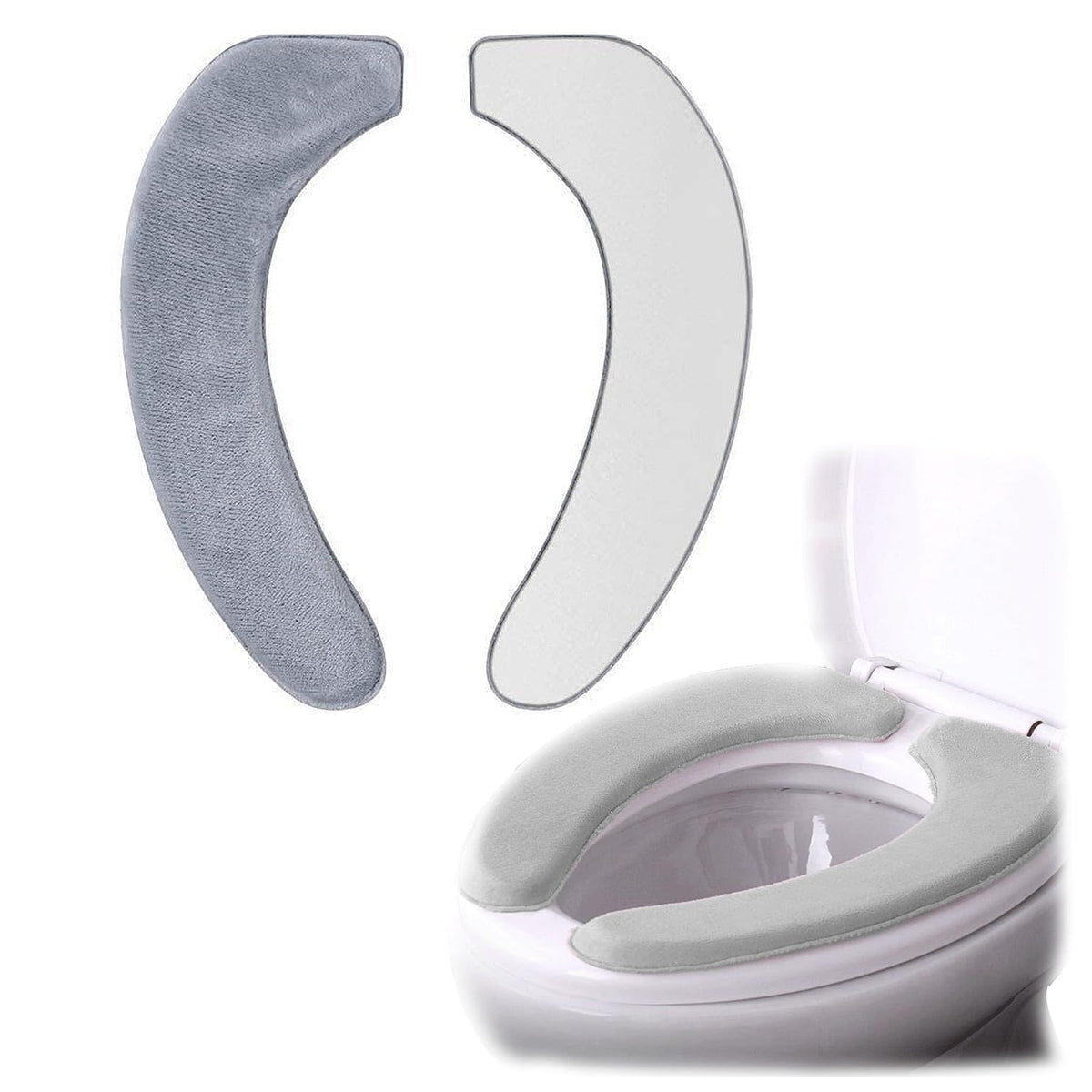 ZHYUAN Pack of 2 Self-Adhesive Toilet Seat Covers, Washable Toilet Cover, Warmer Toilet Seat Pad, Washable Toilet Seat Covers for Women, Expected