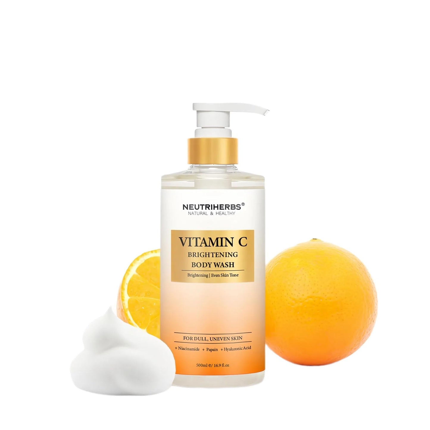 Neutriherbs Brightening Body Wash for Dull,Uneven Skin, Vitamin C Brightening Shower Gel For Women And Men, Daily Shower Soap With Papain, Niacinamide