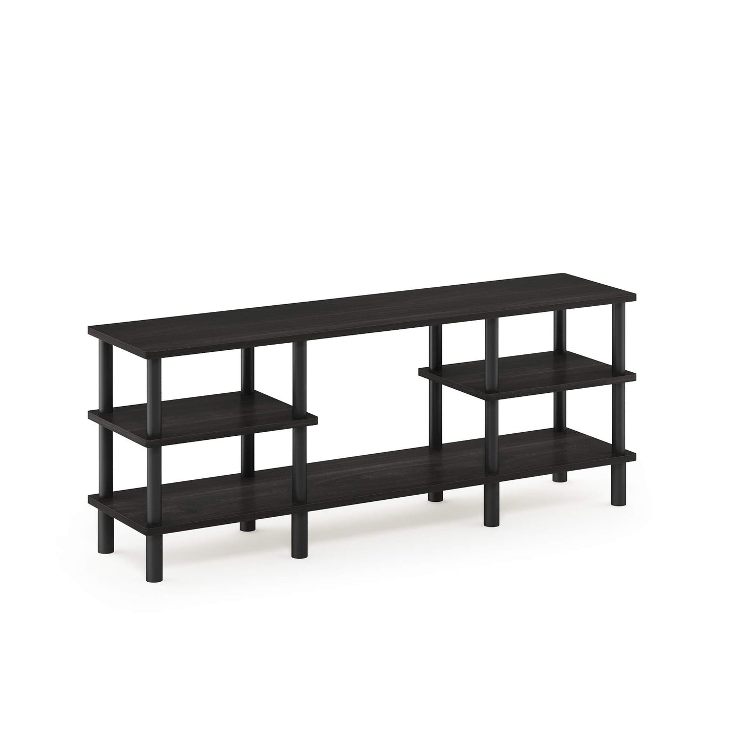 Furinno TURN-N-TUBE TV Stand, 3-Tier Multipurpose Wide Shelf Entertainment Center, TV Console for TV up to 55 Inch, for Living Room, Bedroom, Espresso