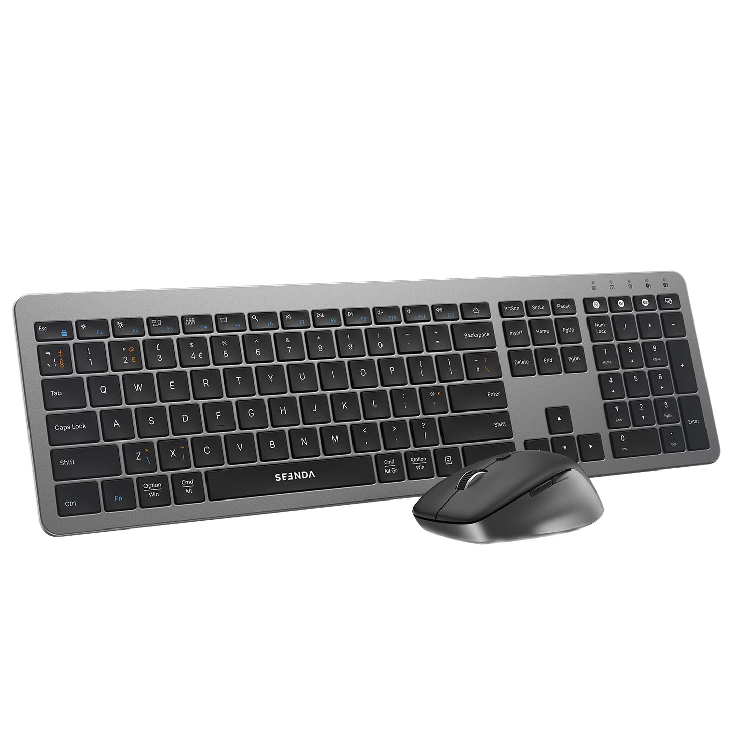 seenda Wireless Bluetooth Keyboard and Mouse, Dual Bluetooth+2.4G USB, COE300 Multi-Device Ultra Slim Quiet Keyboard and Mouse Set Full Size for