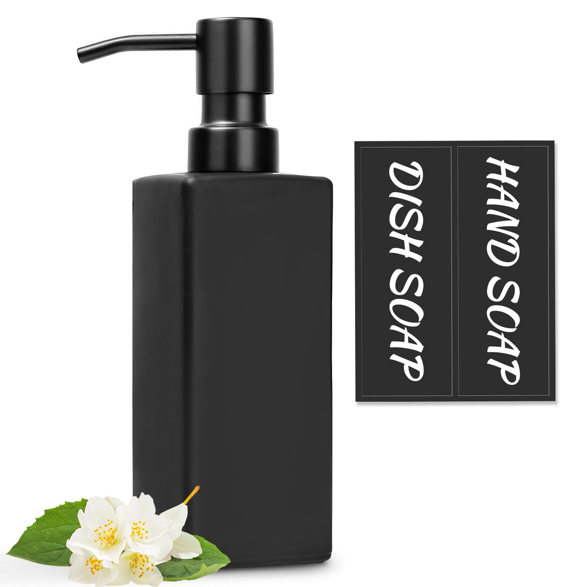 MIUSITE Glass Soap Dispenser, 350ml Small Hand Soap Dispenser with Stainless Steel Pump1 Pack