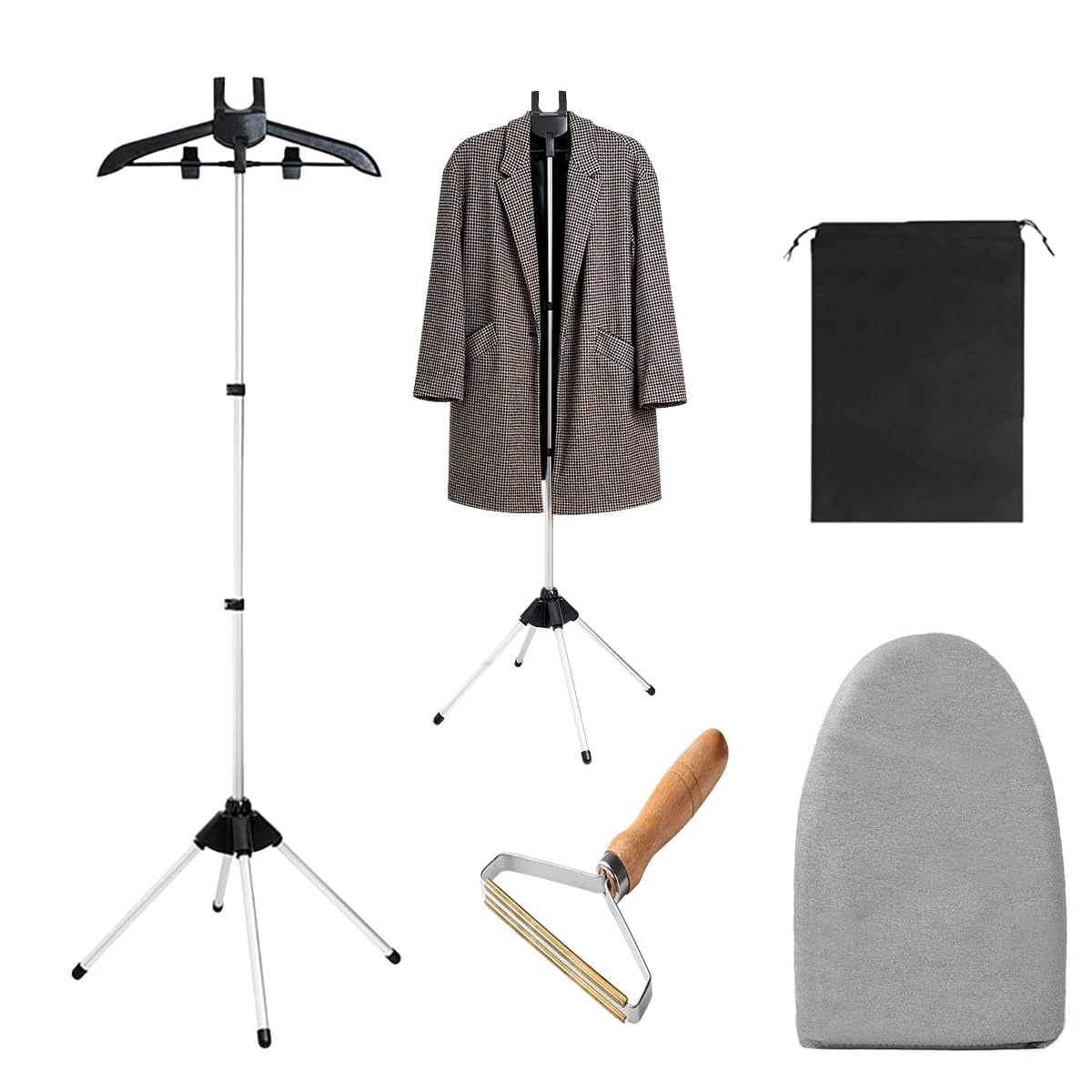 Steamer Stand for Clothes Steamer Holder for Clothes Iron stand Garment Steamer Rack 360? Rotating Foldable Hanger Holder Stand with Ironing Gloves