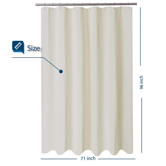 Barossa Design Long Waffle Shower Curtain, Height 244 cm, Luxury as in Hotel Spa, 230 g/m², Heavy Waterproof, Machine Washable, Cream, 180 x 244 cm