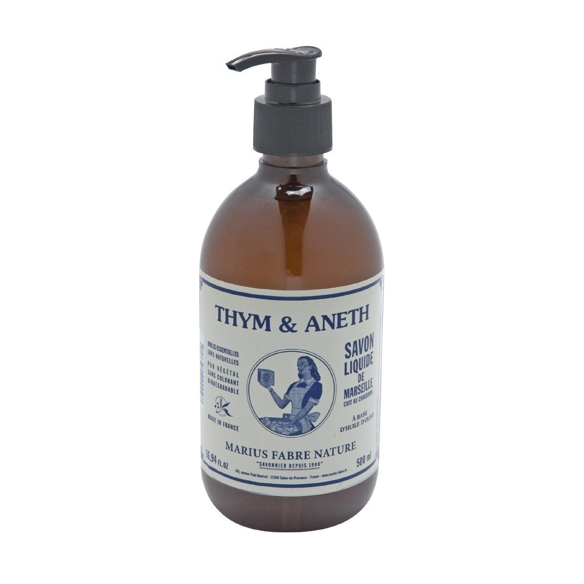 Marius Fabre Savon de Marseille Liquid Soap 500ml - Natural Thyme and Dill Fragrance