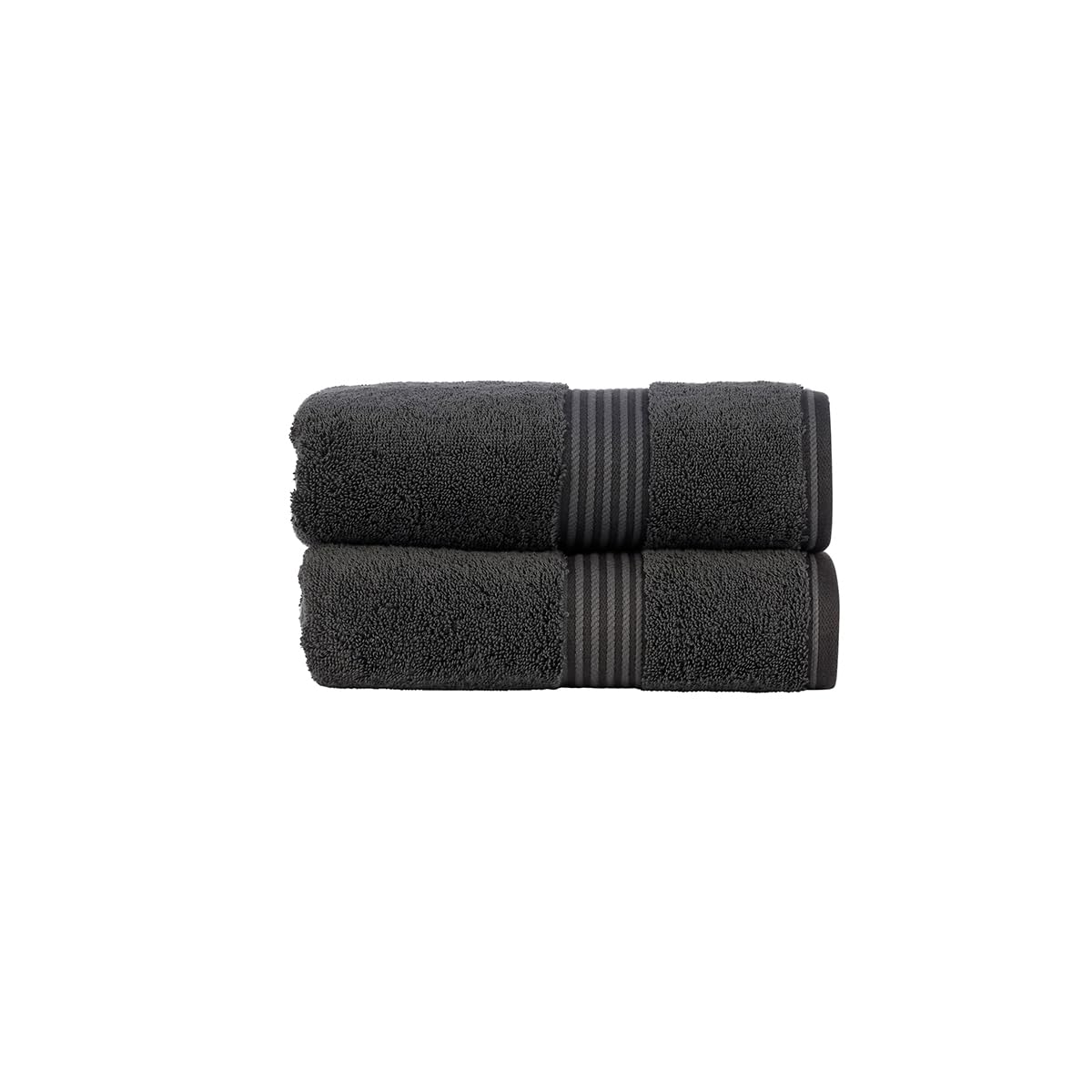 Christy Supreme Hygro 2 Hand Towels Set | Graphite Dark Grey | 100% Luxury Supima Cotton | Ultra Soft | Super Absorbent | 650GSM | Plush and Long