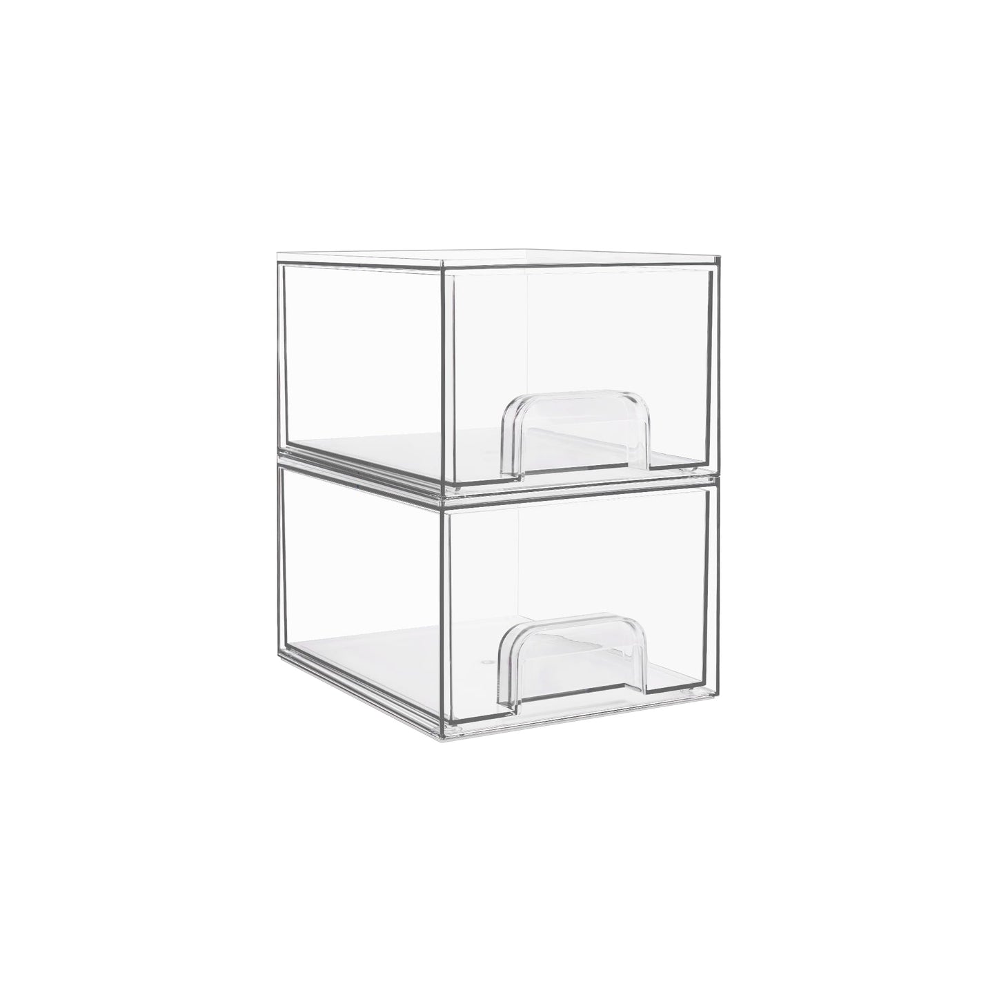 Vtopmart 2 Pack Clear Small Stackable Storage Drawers, Acrylic Bathroom Makeup Organiser, Plastic Storage Box For Vanity, Under Sink, Kitchen
