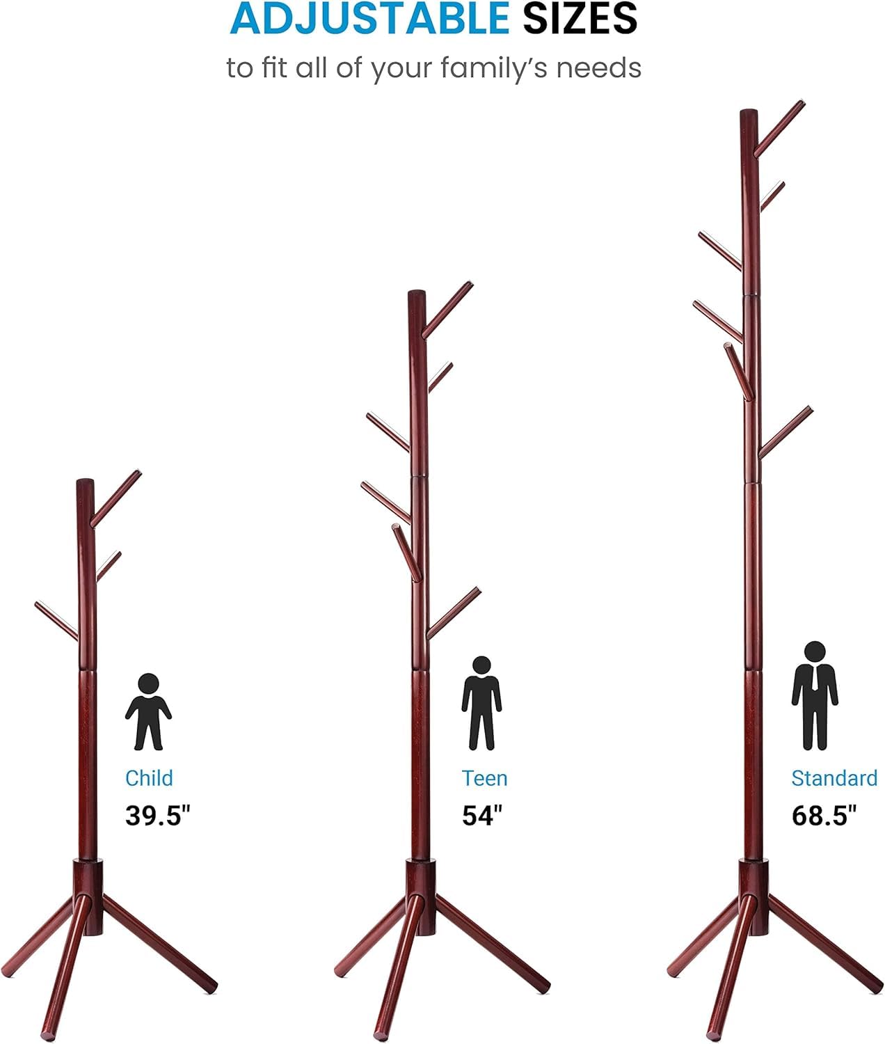 Verahaus High-Grade Wooden Tree Coat Rack Stand, 6 Hooks, Super Easy Assembly NO Tools Required