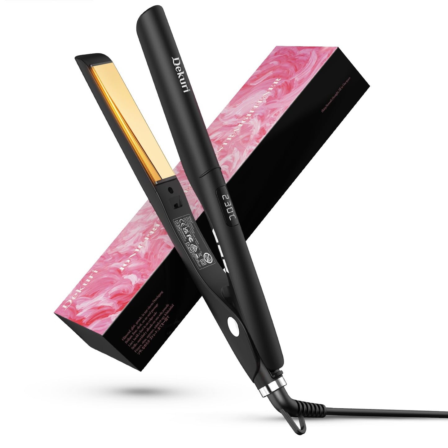 Dekuri 2 in 1 Hair Straightener and Curler, Smooth Titanium Plate,30s Fast Heat Flat Iron, 120-230? LCD Display, Ionic Hair Straighteners for Women