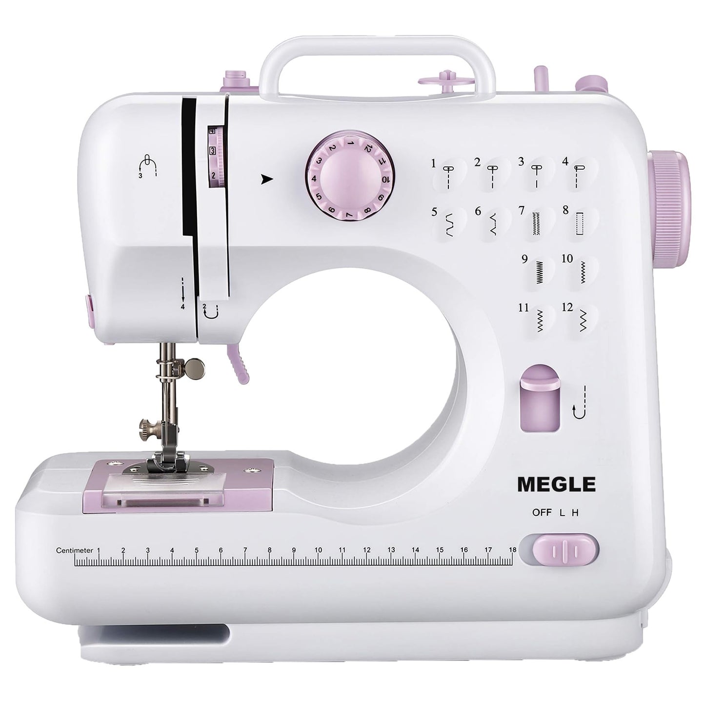 Sewing Machine with Foot Pedal for Beginners and kids, Quick Start Guide, Manual in 5 Languages, 12 Stitches, Small and UK Plug MEGLE FHSM-505