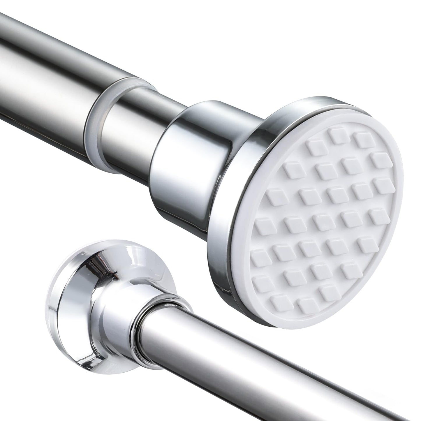 Extendable Shower Curtain Pole 130-201cm Stainless Steel Shower Curtain Rod Tension Rod Adjustable Telescopic Curtain Poles No Drilling Shower Curtain